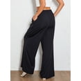 thumbnail image 4 of Michellecmm Women Wide-Leg Pants Solid Color Drawstring High Waist Loose Trousers Spring Summer Casual Straight Sweatpants, 4 of 9