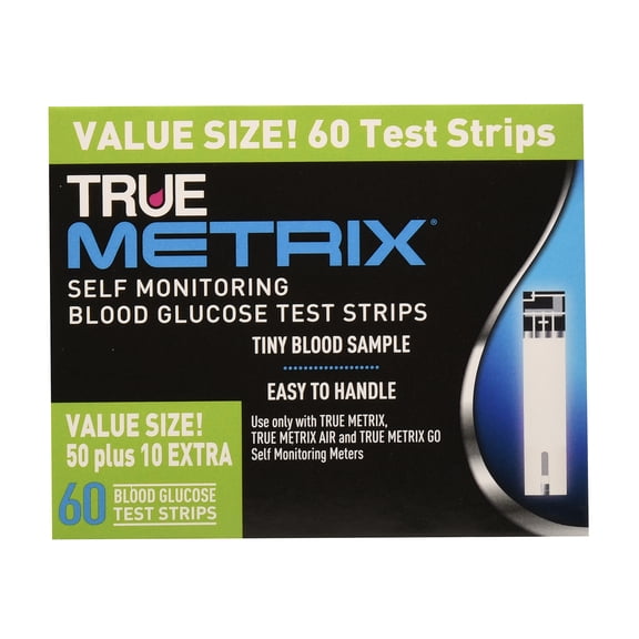 True Metrix Self-Monitoring Blood Glucose Test Strips, 60 Count