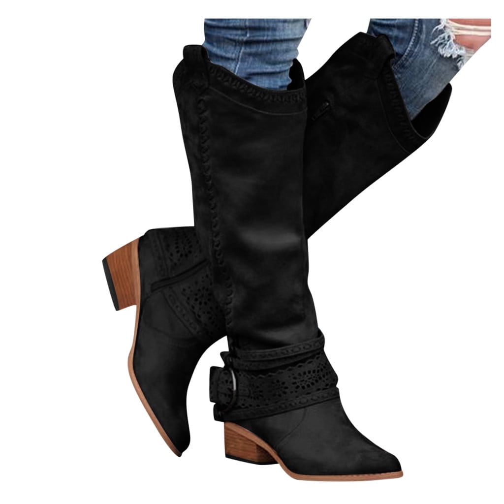 Summer Saving Clearance AXXD Middle Heels Shoes,2024 Ladies Dress Shoes For Women Hiking & Hunting Boots Womens Winter Boots Daily Flat Mid-Calf Boots For Clearence