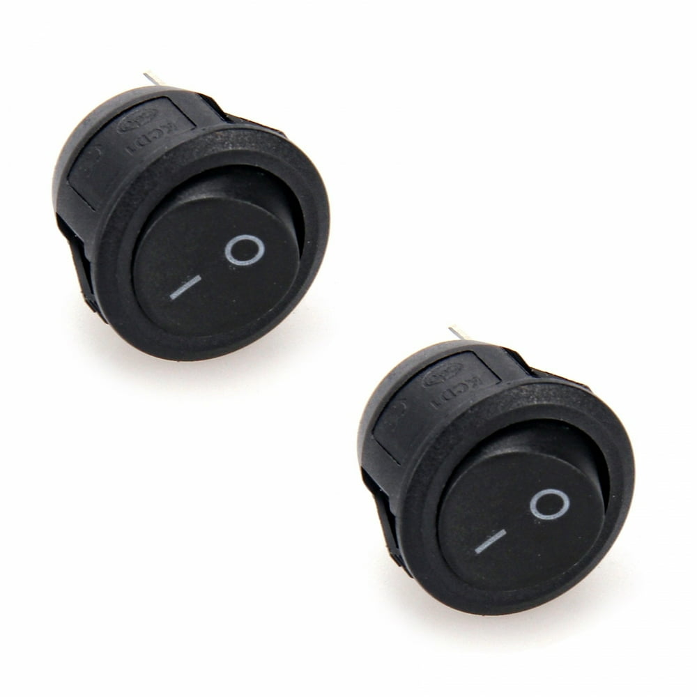 2x Small Black Round Rocker On Off Switch I/O Tiny Mini 12V DC SPST Circular