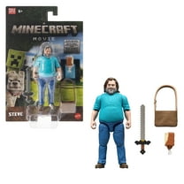 Minecraft Movie Steve Action Figure 4-Inch Collectible Toy with Accessories Posable Character for Play & Display Ages 6 