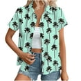 thumbnail image 2 of BiZtdJrK Funny Hawaiian Palm Tree Shirts for Women Casual Button Down Beach Summer Short Sleeve Shirt Fashion Tropical Beach Tops Clearance Sales Today Sales Prime Multicolor M, 2 of 8