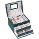 thumbnail image 4 of Joyero para mujer, organizador de joyas, joyero con cerradura y espejo, estuche organizador de joyas con 3 capas de exhibición para aretes, pulseras, anillos, relojes, joyeros., 4 of 7