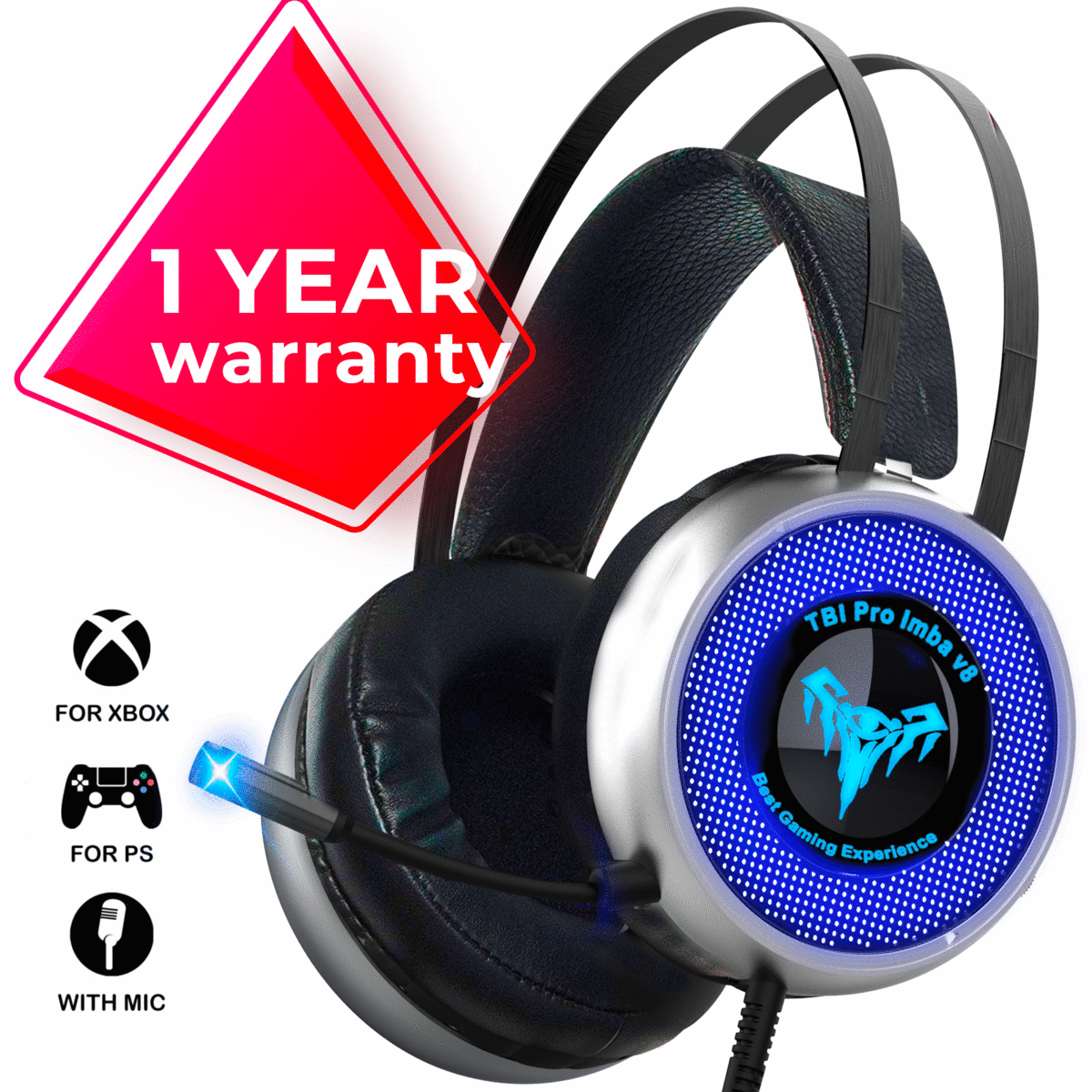 Gaming Headphones with mic for PS4 , Xbox One, PC, Gaming Headset with ...