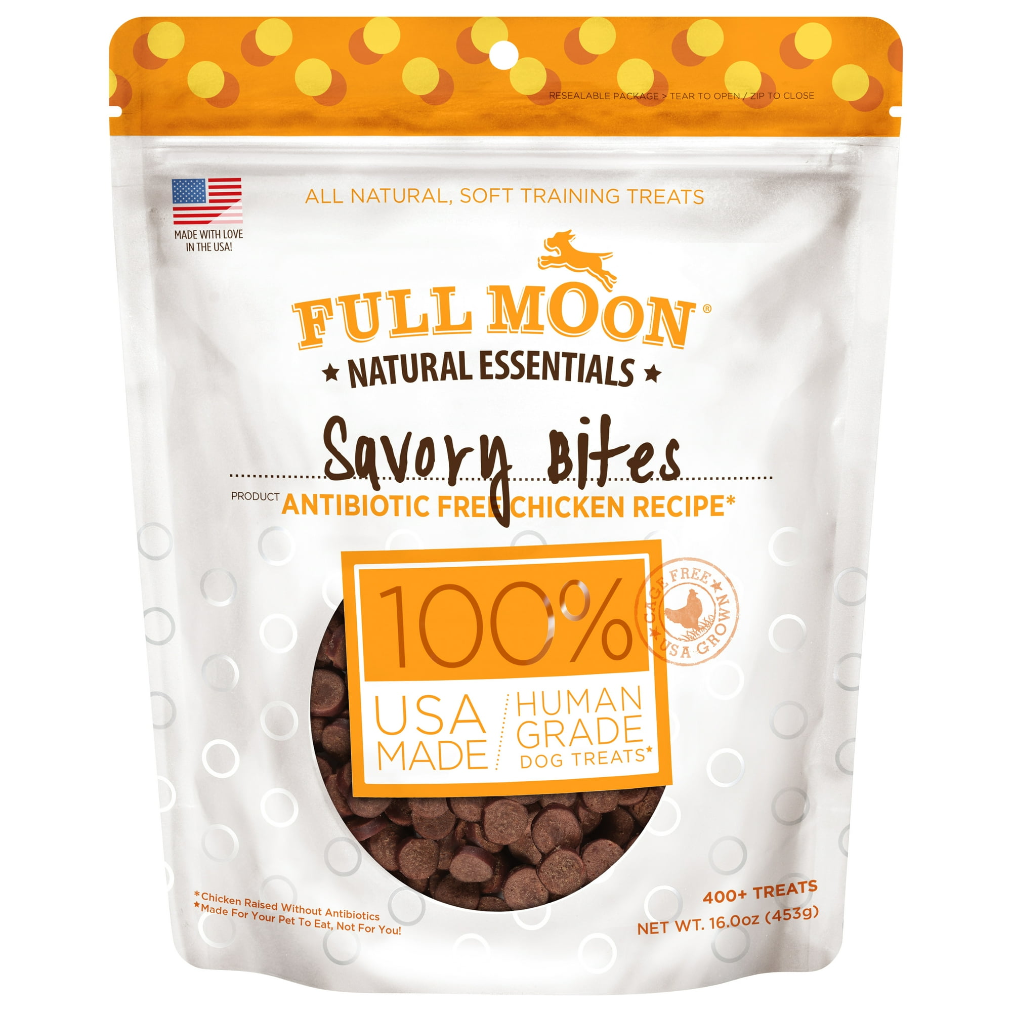 Full Moon All Natural Human Grade Dog Treats, Essential Chicken Savory Bites, 16 Ounce