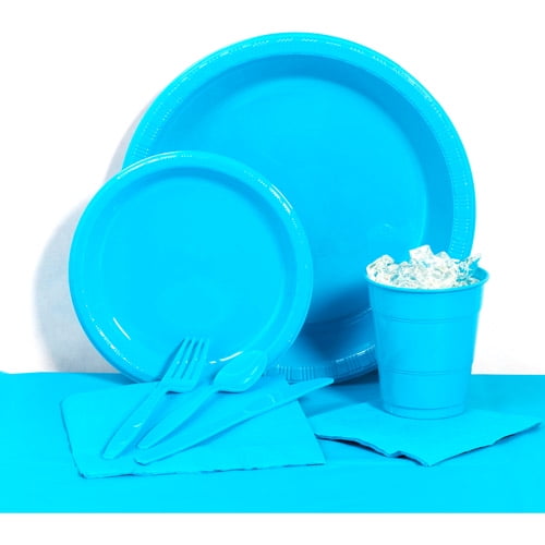 Turquoise Plastic Tableware Party Pack for 20