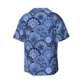 thumbnail image 5 of Uemuo Blue Mandala Harmony Pattern Cotton Linen Short Sleeve Shirts,Casual Lightweight Button Down Shirts,Vacation Beach Summer Tops-3X-Large, 5 of 7