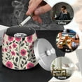thumbnail image 4 of Yayeee Ashtray with Lid for Cigarette Smokeless Stainless Steel Home Ash Holder, Pink Flowers, 4 of 7