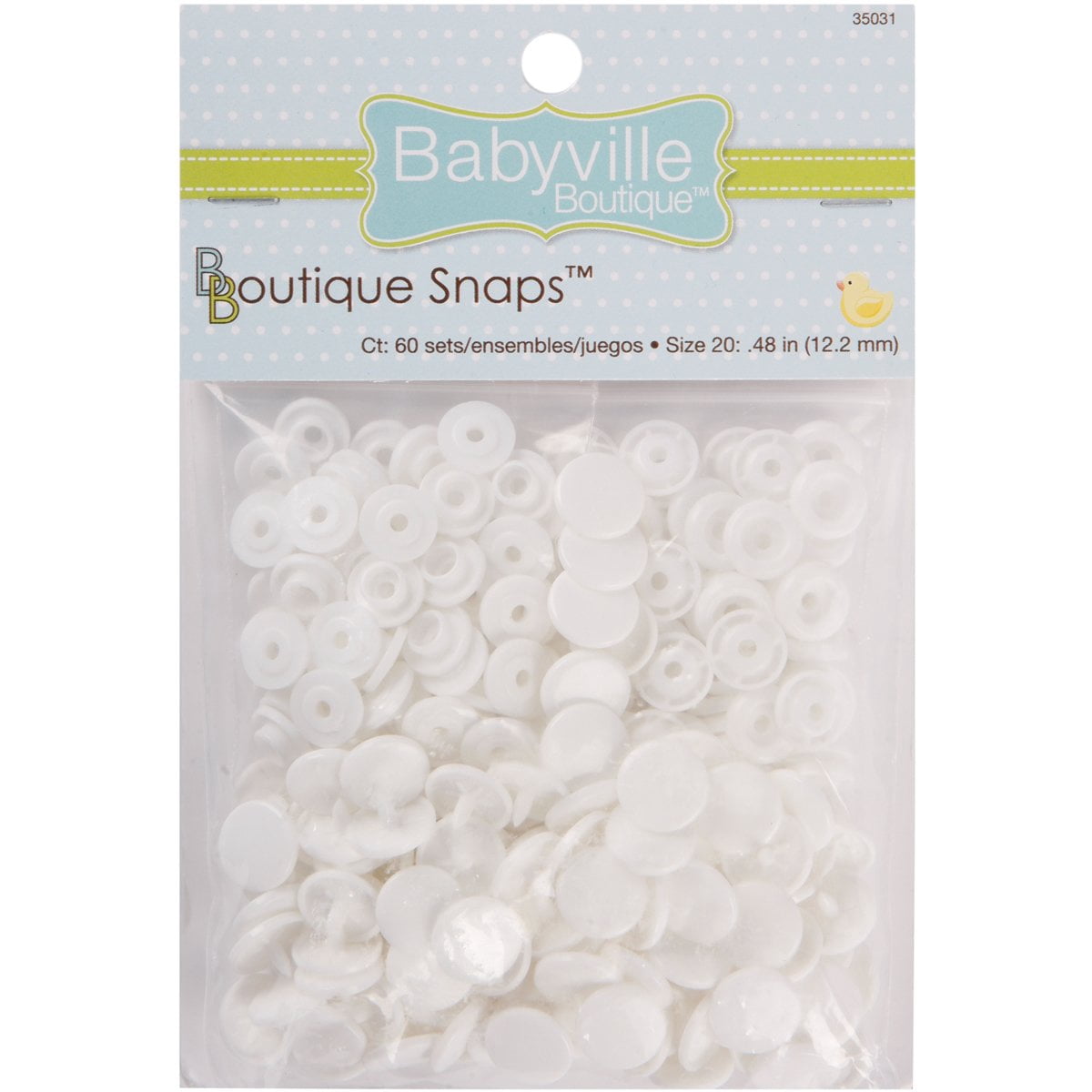 Babyville Boutique 35031 Snaps, Size 20, White (60-Sets) - Walmart.com