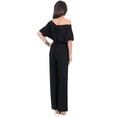 thumbnail image 5 of KOH KOH Long Pant One Off Shoulder 3/4 Short Sleeve Sexy Wide Leg Casual Summer Fall One Piece Jumpsuit Pant Suit Romper Playsuit Tall Overall For Women Black Medium US 8-10 JSN003, 5 of 7