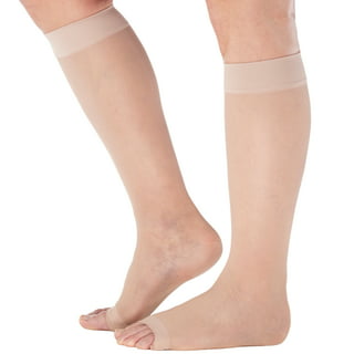Hehanda Open Toe Compression Socks for Women & Men(S-6XL), Knee High 20-30  mmHg,Support Circulation Shin Splints and Calf Recovery, Varicose Veins,1  Pair Black Toeless 