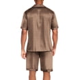 thumbnail image 3 of Ekouaer Men Satin Silk Pajamas Set with Pockets Sleepwear Shorts Satin Summer Loungewear 2 Piece Button Down Set, 3 of 6