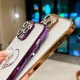 thumbnail image 4 of Bling Glitter Heart Compatible with iPhone 14 Pro Max Case, Cute Women Girls Sparkly Full Camera Protector Designed Phone Cases, Girly Golden Plating Phone Cover(Purple), 4 of 6