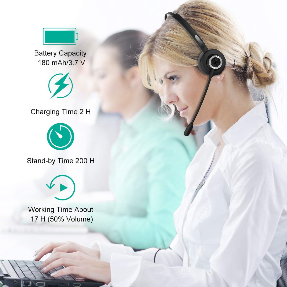 Wireless Headphone for Samsung Galaxy Tab S9 FE/Tab S9 FE Plus/S9 Ultra 14.6" - Microphone Headset Bluetooth Earphone Hands-free Noise Isolation