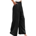 thumbnail image 2 of Women'S Pants Casual Button Up High Waisted Wide Leg Trousers Black L, 2 of 9