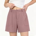 thumbnail image 3 of Zynoxe Womens Shorts with Pockets Relaxed Loose Fit Mid-Thigh Wide Leg Shorts Comfort Strech High Waisted Ladies Casual Shorts Fashion Solid Color Button Closure Summer Shorts for Women M, 3 of 8