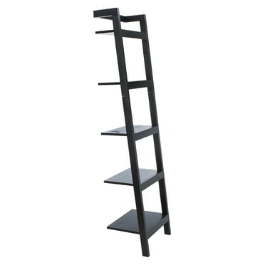 SAFAVIEH Yassi Modern Style 5 Tier Leaning Etagere, Black (18.1 in. W x 11 in. D x 72.4 in. H)
