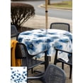 thumbnail image 5 of Outdoor Tablecloth with Umbrella Hole for Patio/Picnic/Party/Camping, Navy Blue Floral Waterproof Table Cloth Square Cover Washable, Spring Flowers Butterflies Watercolor (60"x 60"), 5 of 8
