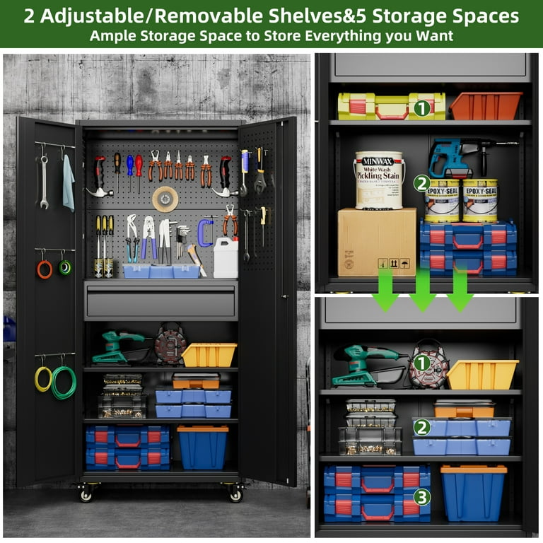 SUXXAN Steel Rolling Organizer, Metal Storage Cabinet with Wheels