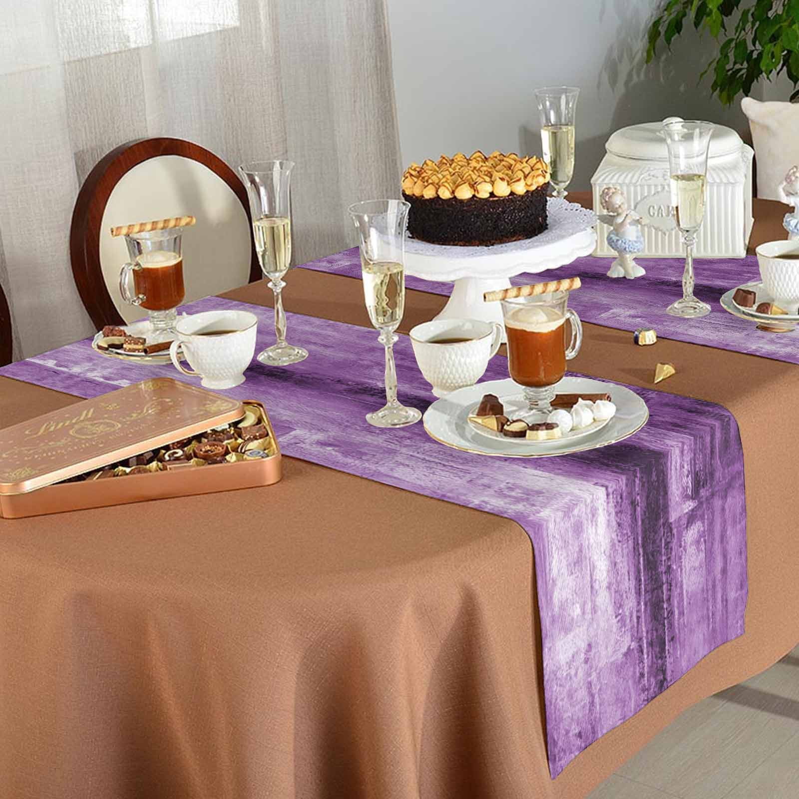 Table Runner 72 Inches Long for Kitchen Dining, Purple Dresser Scarf Farmhouse, Dining Table Decorations for Wedding/Parties, Retro Oil Painting Modern Abstract Art Aesthetics 18 x 72 In