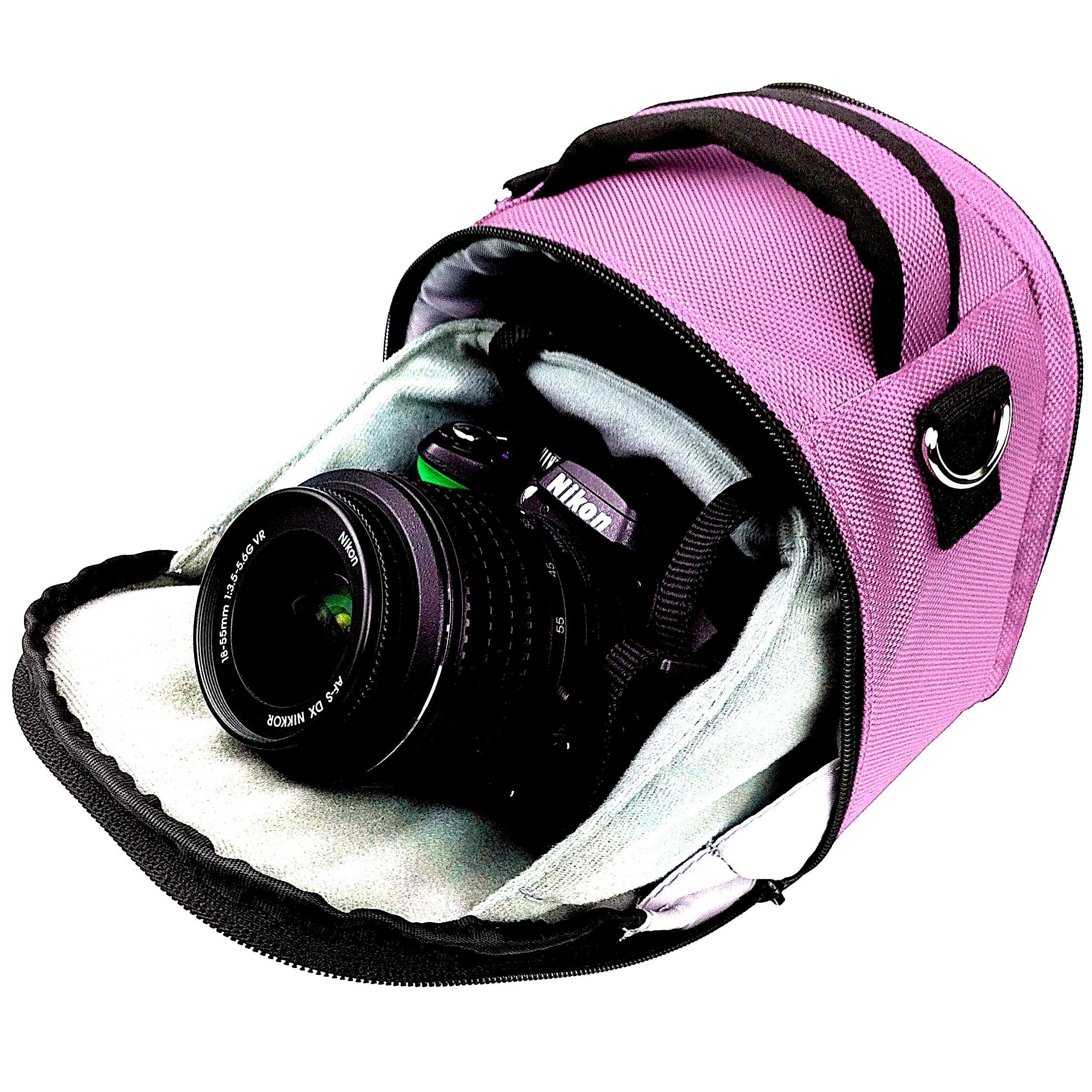 Light PinkCompact DSLR Camera Case Shoulder Bag with Adjustable Strap, Travel Camera Protector Bag for Canon Nikon Sony Olympus Digital Cameras