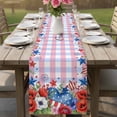 thumbnail image 4 of 4th of July Table Runner 70 Inches, Independence Day Floral Checkered Stars Bed Runner Dresser Scarves Tabletop for Indoor Outdoor Parties/Ceremony/Banquet, 13" x 70", 4 of 9