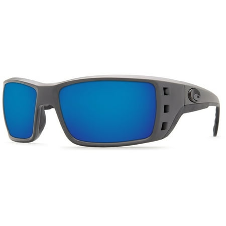 Costa Del Mar Permit Matte Gray Rectangular Sunglasses Blue Lens 580G