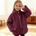 thumbnail image 2 of DHFJKG Children's Teddy Jacket Kids Fuzzy Thick Warm Solid Color Two-Way Zipper Jackets With Pockets Winter Plush Coat For Boys Girls Cozy Outwear, 2 of 6