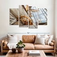 thumbnail image 2 of Elephant Stock Ship Wheel And Deck Wall Art - Horizontal Multi Panel Canvas - Living Room Wall Decor - Nautical Multi Panel - Brown And Beige Decor - 68" x 42", 2 of 8
