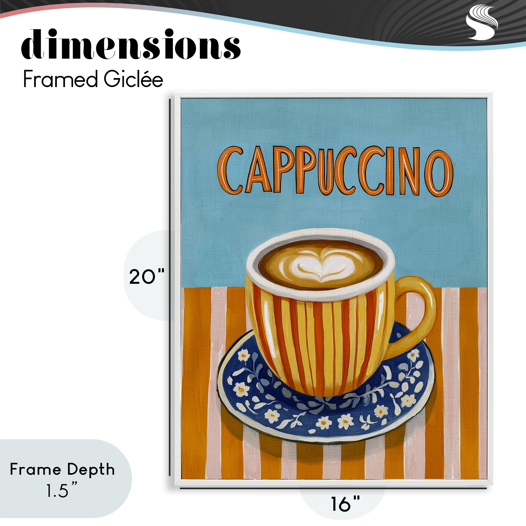 Stupell Industries Cappuccino Stripes Blue & Orange White Framed Giclee Art, design by Yen