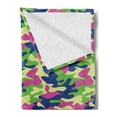 thumbnail image 2 of Abstract Soft Flannel Fleece Blanket, Camouflage Style Pattern with Vibrant Tones Modern Design Wavy Shapes Arrangement, Cozy Plush for Indoor and Outdoor Use, 50" x 60", Multicolor, by Ambesonne, 2 of 5