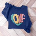 thumbnail image 2 of Goodeals Clearance Sales,Women Heart Print Sweatshirt Crewneck Fleece Tops Love Heart Printed Graphic Pullover Sweatshirts Cute Long Sleeve Valentine Day Tops(Blue,M), 2 of 4