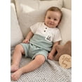 thumbnail image 5 of BemeyourBBs Toddler Baby Boy Little Brother Outfit Infant Baby Boys Summer Clothes Casual Lil Bro Letter Embroidered Waffled Short Sleeve Shirt Tops and Pockets Shorts 2 Pcs Set, 5 of 9