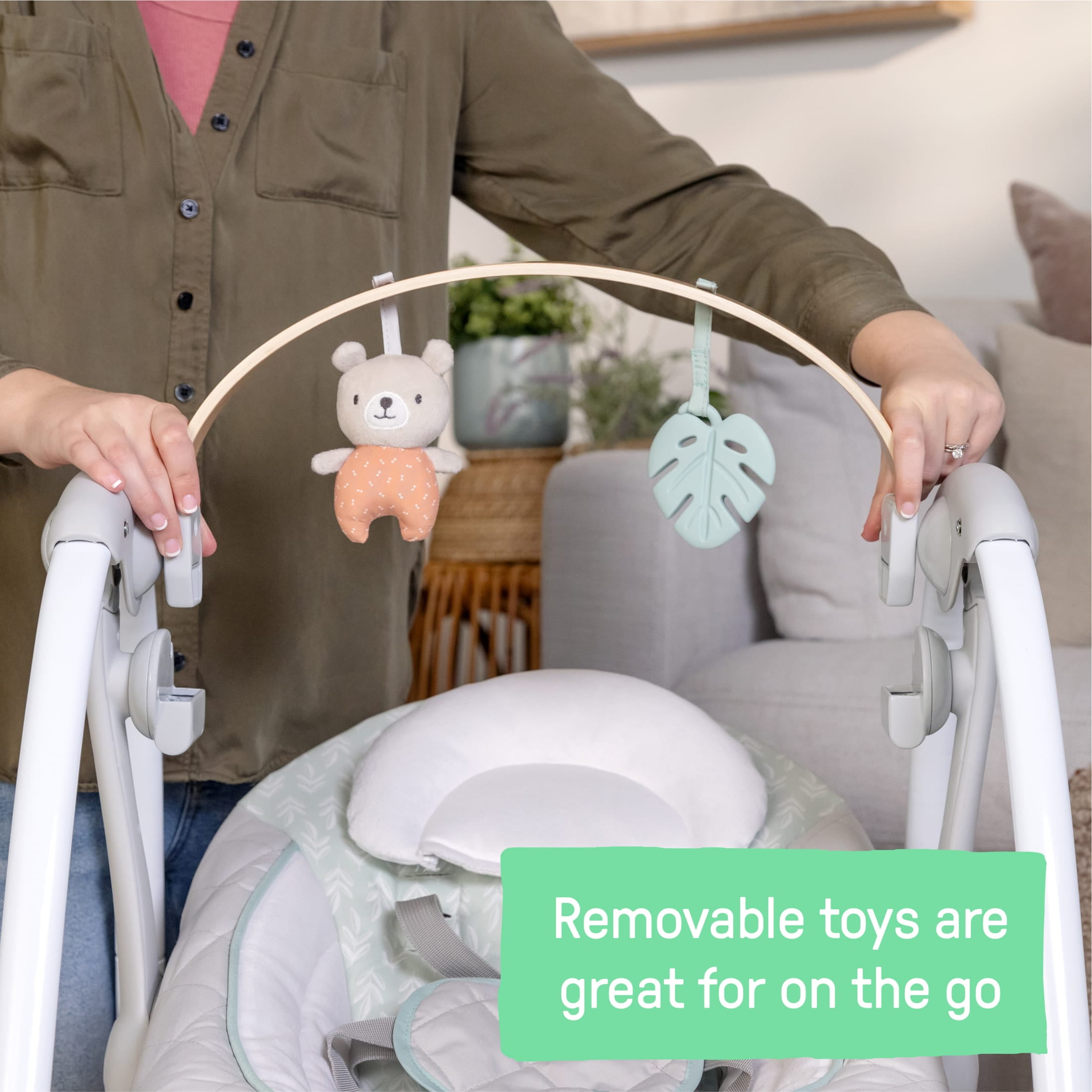 Ingenuity Cozy Spot Swing and Go Portable Swing, Grey, Unisex, Ages 0-9 Months