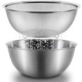 thumbnail image 1 of Coladores de Cocina, Colador de Acero Inoxidable, Coladores de Acero Inoxidable with Resting Feet, Colador De Metal Colador, Colador Para Lavar Frutas 2 piezas (silver, 11 Pulgada), 1 of 9