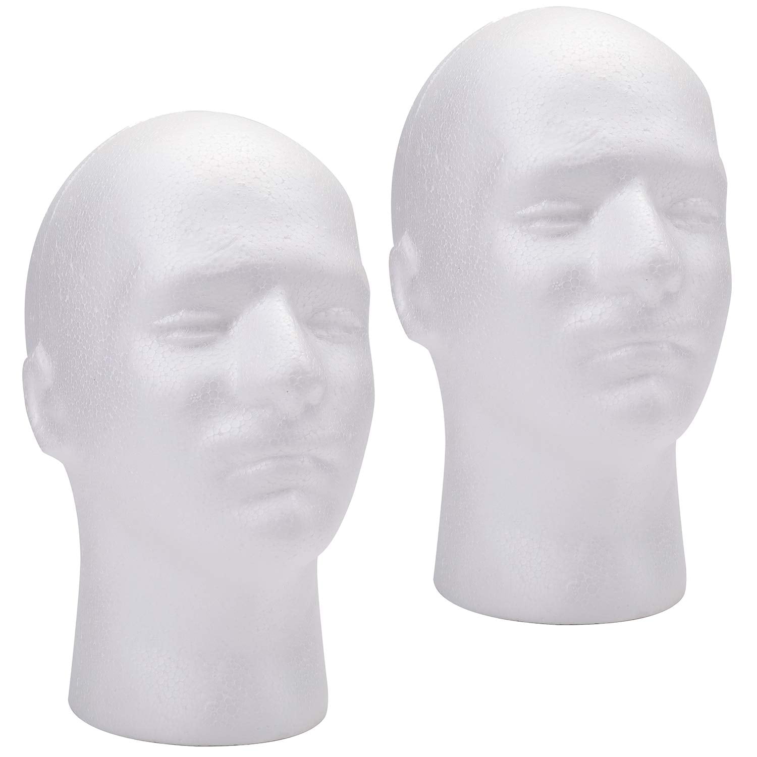2 Pack Male Styrofoam Head 11 Inch Man Mannequin Manikin Foam Heads Wig