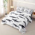 thumbnail image 3 of Feelyou Black White Line Whale Quilt Full for Men Women, Marine Animal Full Bedspread Sets, White Grey, 3-Piece, 3 of 7