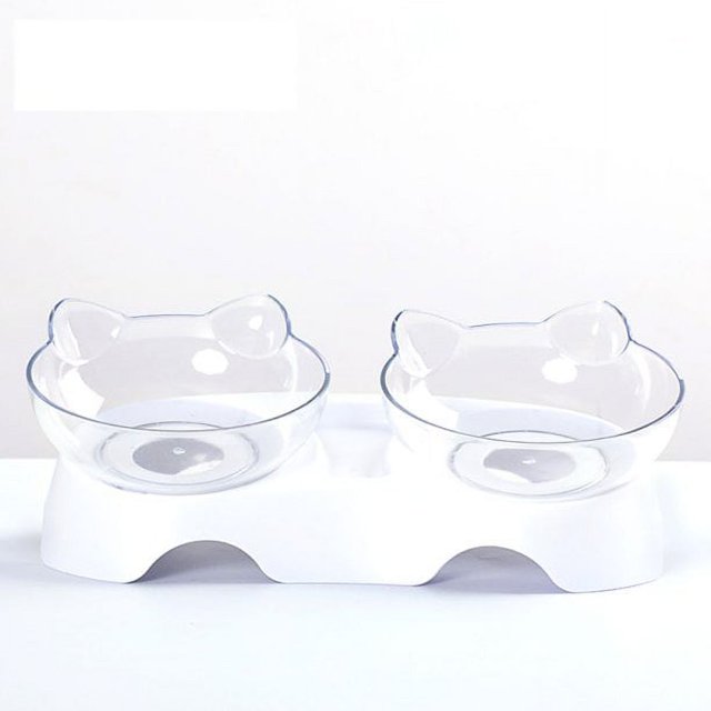 Cuencos para perros y gatos, cuencos dobles con platos elevados para gatos con una inclinación de 15°, cuencos elevados para mascotas con base de goma antideslizante para gatos o perros