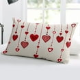 thumbnail image 4 of Valentine's Day Throw Pillow Cover Case, Couch Sofa Bed Pillowcase, Soft Decorative Lumbar Pillow Protector, Romantic Love Heart Decor Burlap Texture 16x24Inch Reversible Pillow Shams with Zipper, 4 of 6