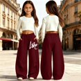 thumbnail image 2 of SJLDQY Sweatpants for Girls Trendy Letter Graphic Casual Wide Leg Pants Drawstring Waist Pants with Pockets, 2 of 5