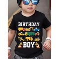 thumbnail image 1 of Boys' Summer Short-Sleeve T-Shirt "BIRTHDAY BOY" with Colorful Construction Vehicle Print Round Neck, Casual Fit Hand Wash or Dry Clean,Casual Youngsters's Clothing Playful Print Tee Colorful Design, 1 of 6