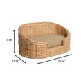 thumbnail image 4 of THE LICKER STORE Curvy 28.5" x 17.25" Classic Handwoven Rattan Pet Bed with Machine-Washable Cushion, Light Brown, DBD1000B, 4 of 5