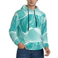 thumbnail image 2 of Rateoe Teal Turquoise 1 Pattern Mens Hoodie, Pullover Hooded Sweatshirt, Kangaroo Pocket Hoodie Ideal for Daily Wear, Travel and Home-Large, 2 of 7