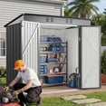 thumbnail image 3 of 8' x 6' Metal Storage Shed, Lockable Waterproof Outdoor Tool Shed with Ventilation, Organizer for Backyard Patio Lawn, Dark Gray, 3 of 8