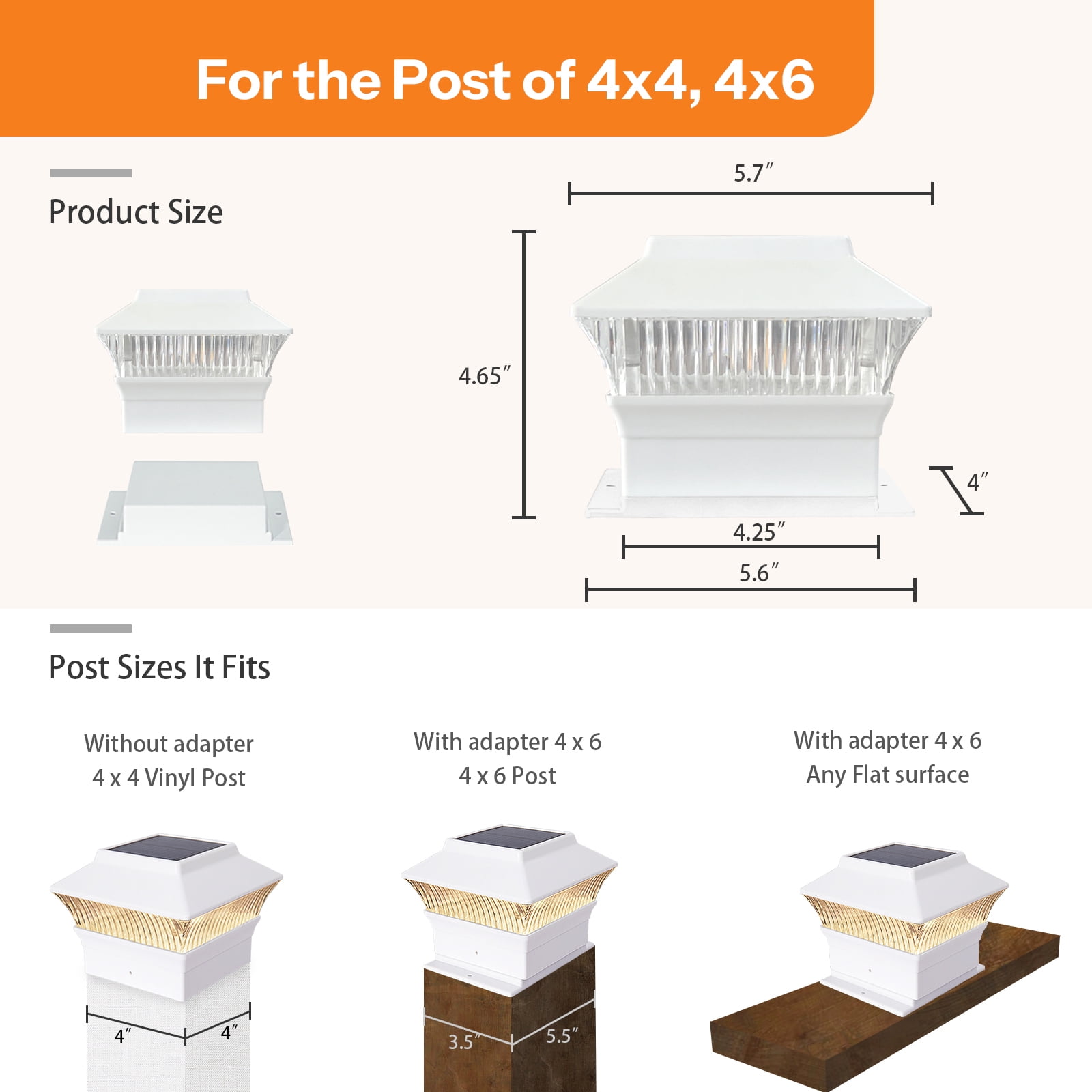 Involux Solar Post Light Outdoor, Waterproof LED Deck Fence Post Cap Light for 4x4 Vinyl Post and Wooden Flat Surface 25 Lumen 3000K Warm White Yard Patio Decoration Light, White 8 Pack IL0108-06