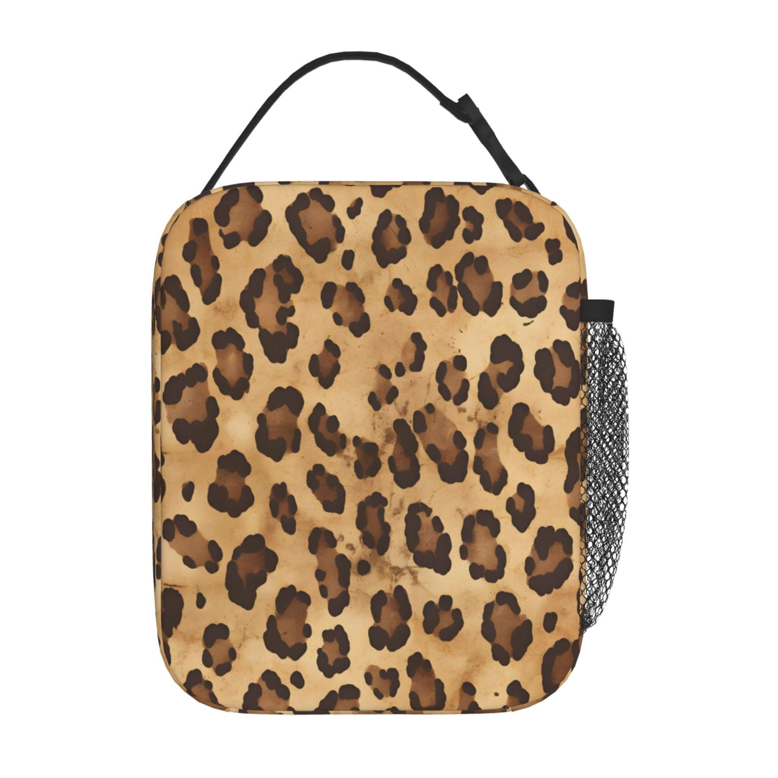 Lunch Bag For Women Men Insulated Portable Lunch Box Bento Box Office Picnic Travel Cooler Bag Leopard Skin Print Style Firebrick_4