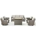 thumbnail image 2 of PARKWELL 7 Piece Outdoor Patio Furniture Set with Fire Pit Table,All-Weather Conversation Set with 4-Inch Thick Cushions,4 Swivel Glider Chair,7-Seat Furniture Sets for Deck, Backyard,Gray/Beige, 2 of 12