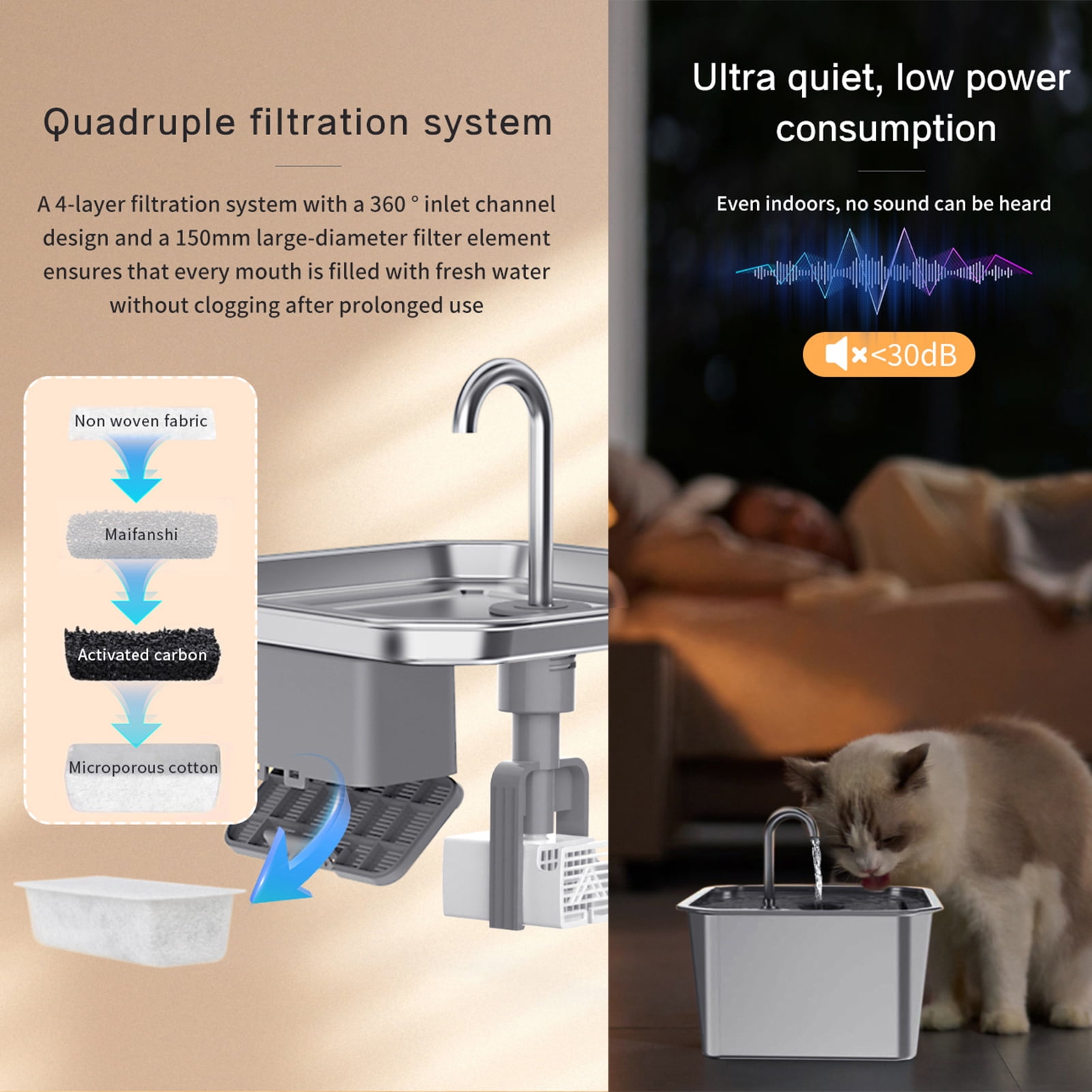 Water 4L Cat Water Fountain APP Control Pet Water Fountain For Drinking Automatic Cat Water Dispenser With Water Level Window And Quiet Pump