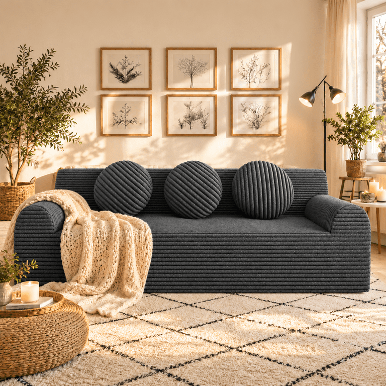UHOMEPRO 71" 3-Seater Cloud Couch, Deep Seat Gray photo 1