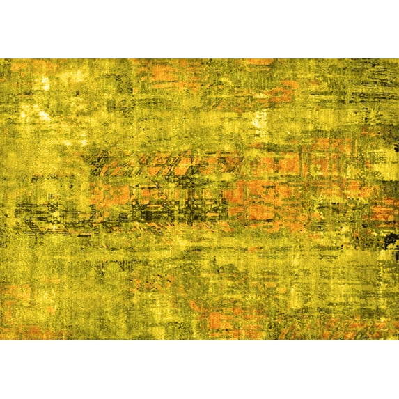 Ahgly Company Indoor Rectangle Oriental Yellow Industrial Area Rugs, 8' x 12'